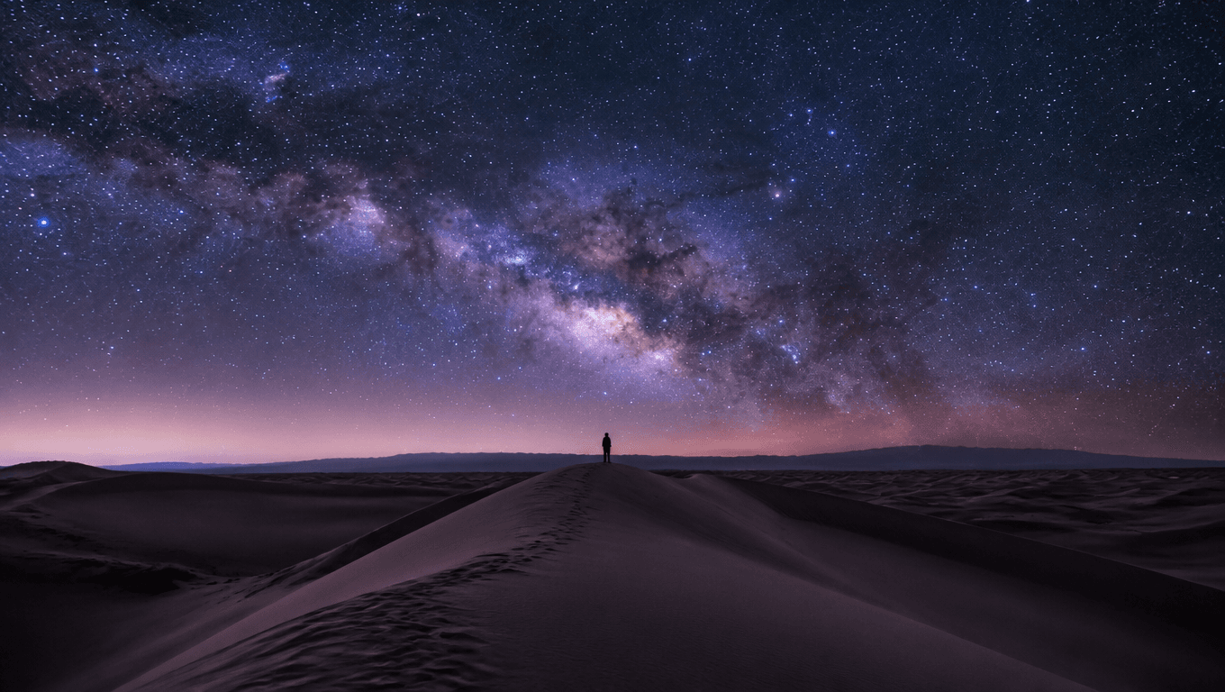 Desert under starry sky