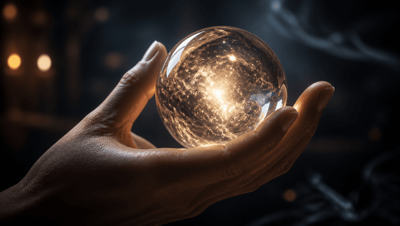 Hand holding crystal orb