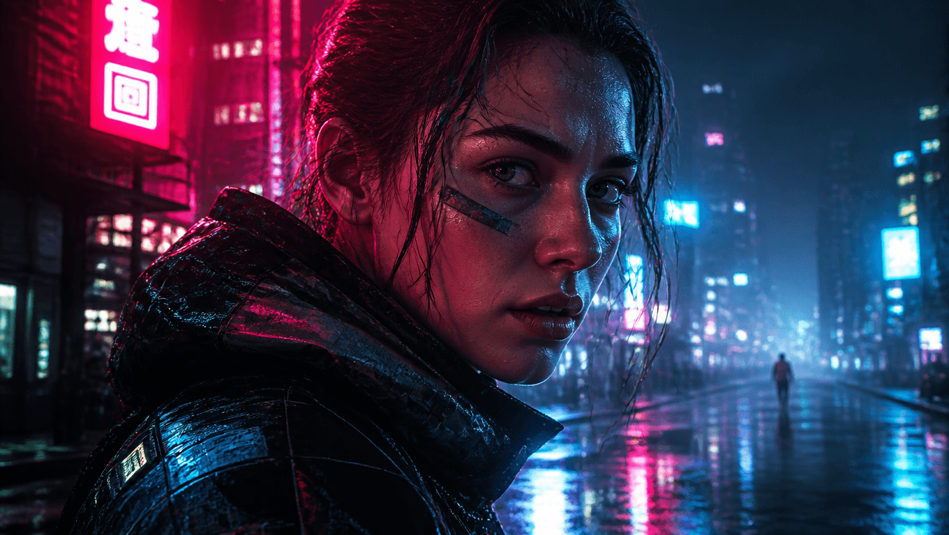 Cyberpunk Street Runner Portrait