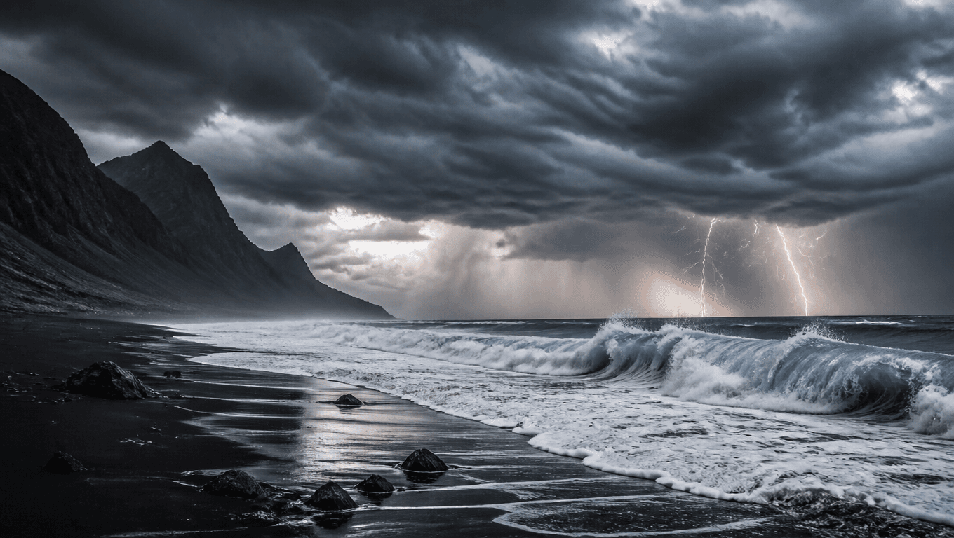 Stormy beach