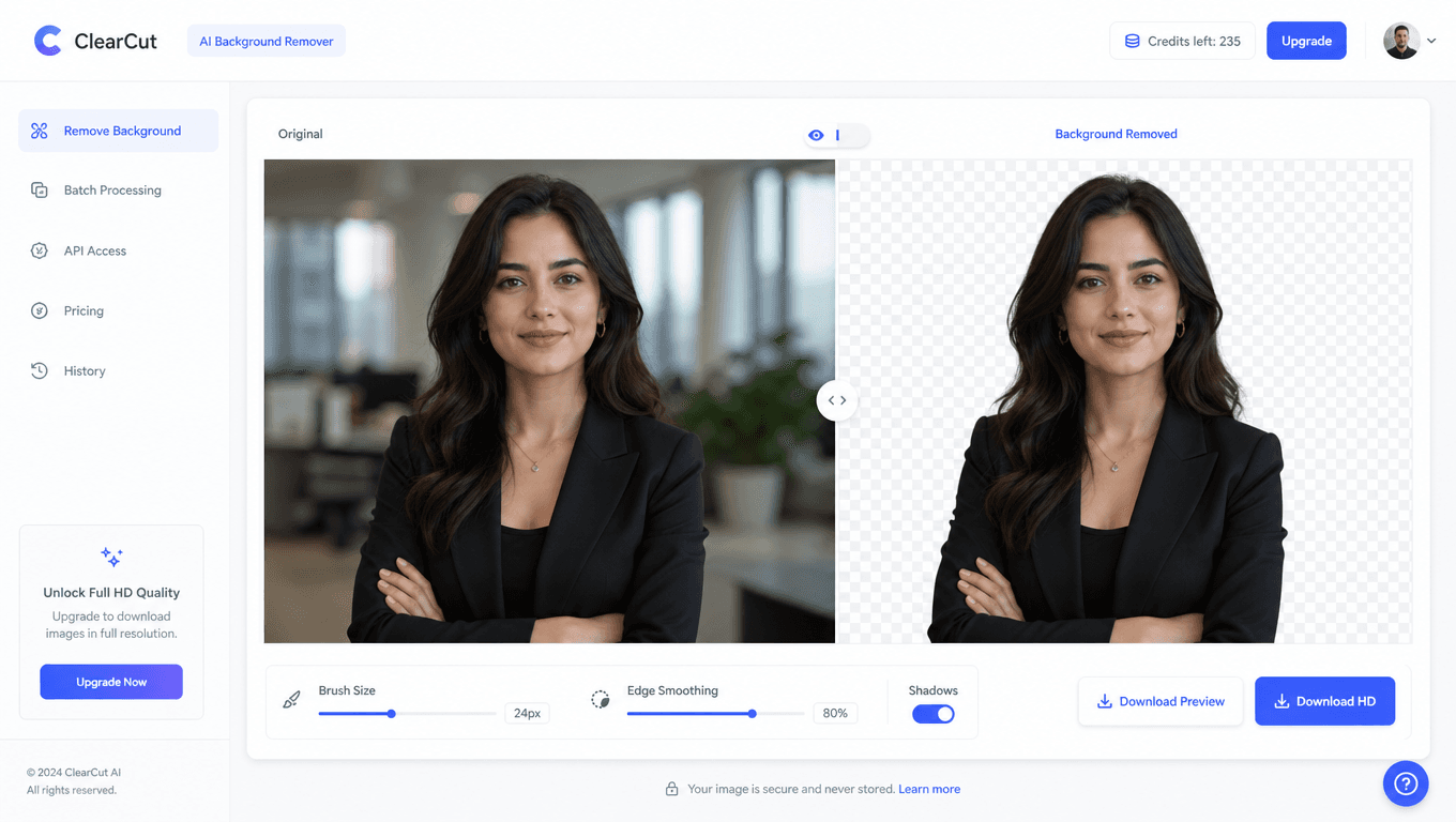 AI Background Removal Interface