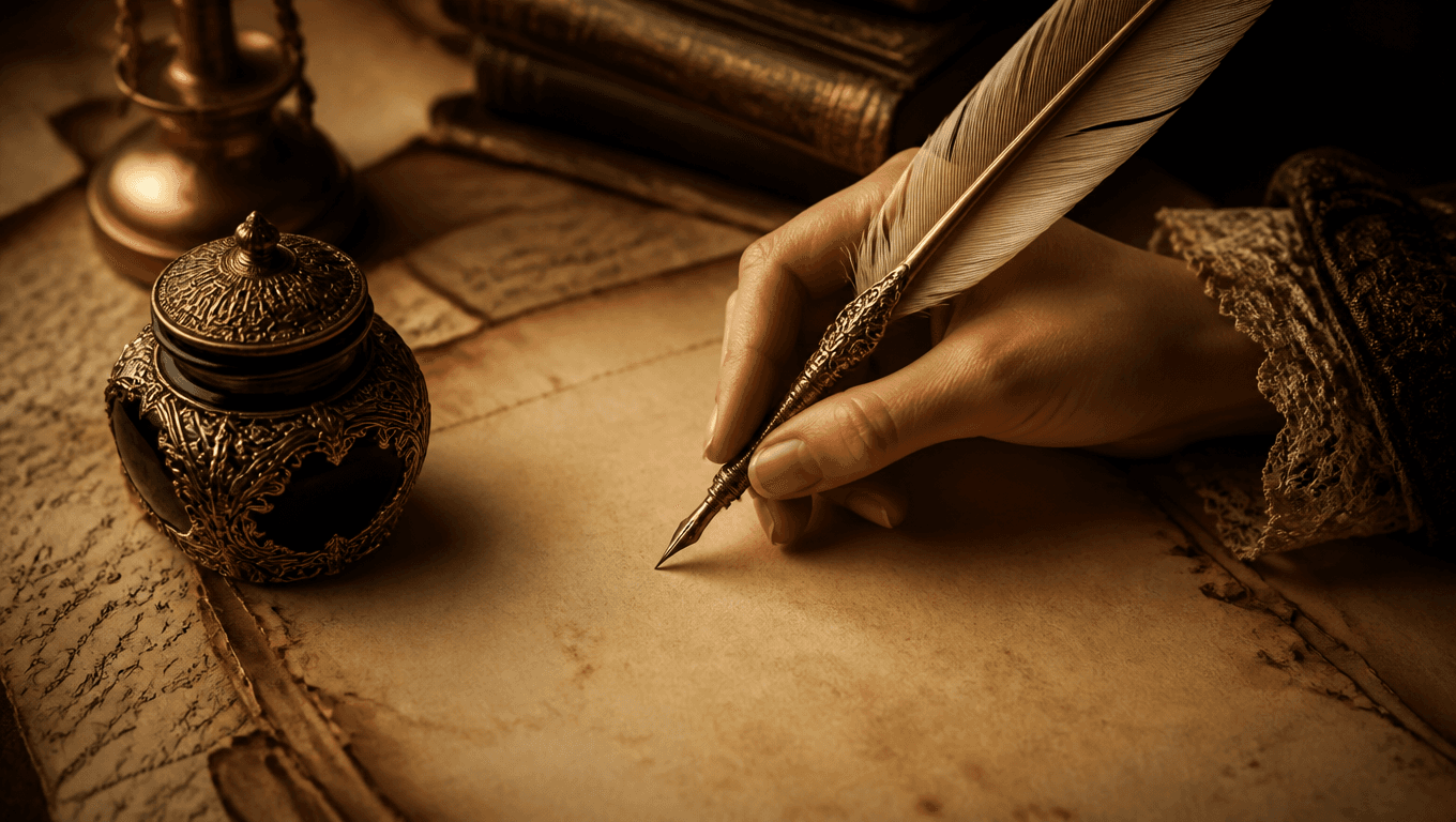 Hand with quill