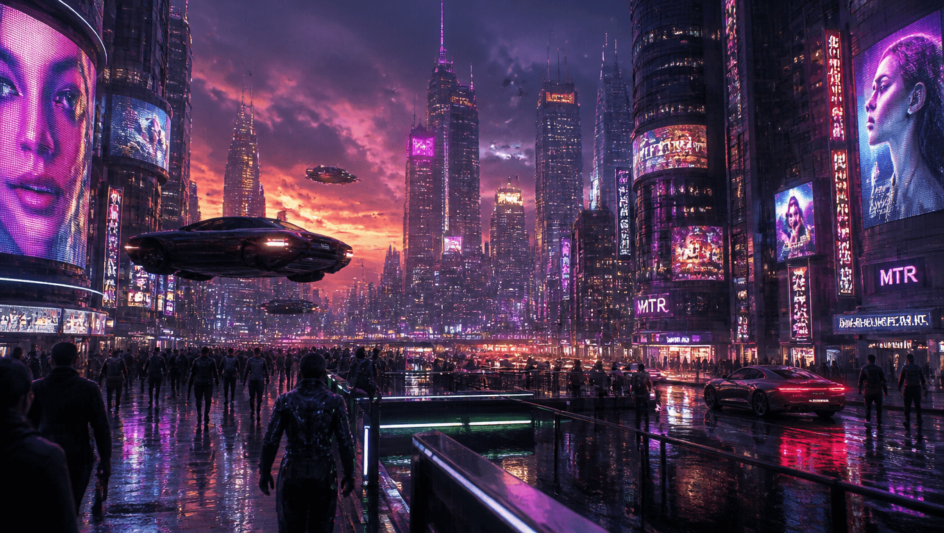 Cyberpunk Metropolis at Dusk
