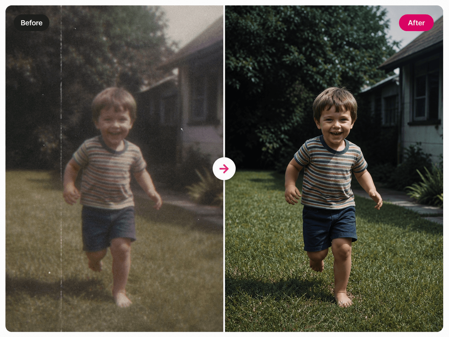 Old home video restored and enhanced to HD quality using Imgica AI video upscaler