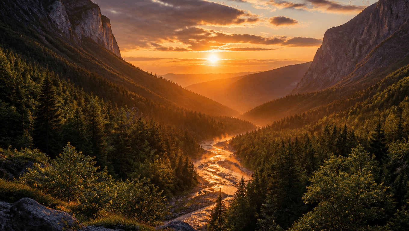 Mountain Valley Sunrise Landscape