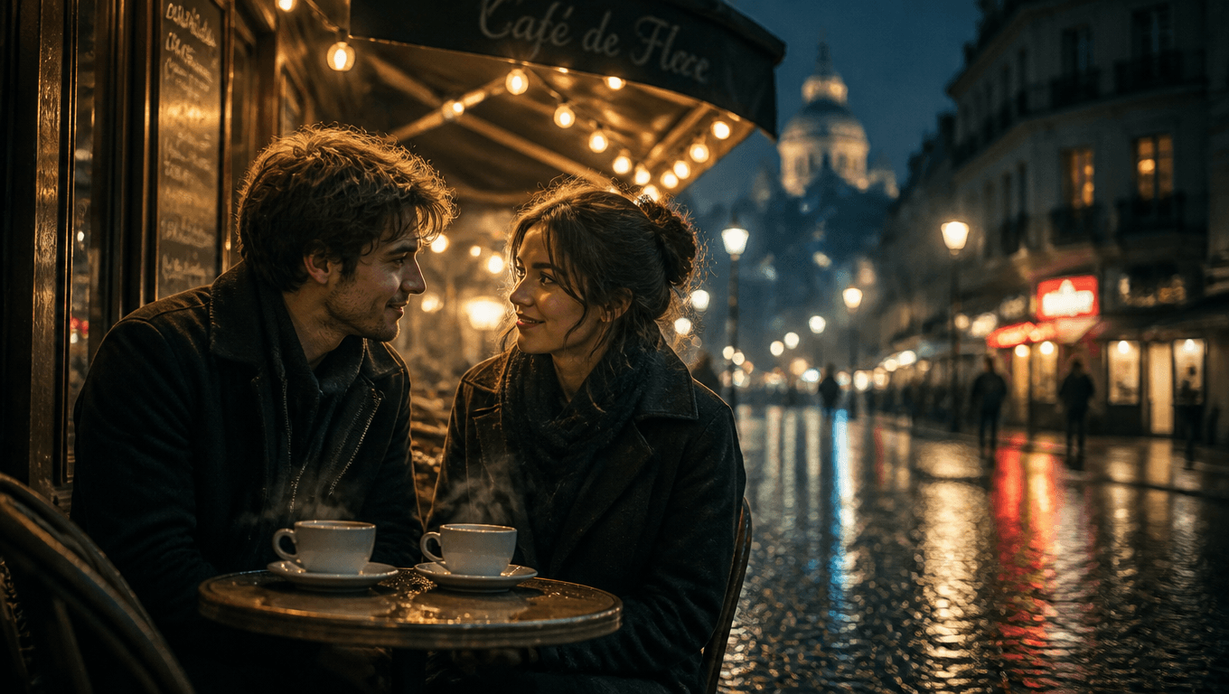 Romantic Cafe at Night