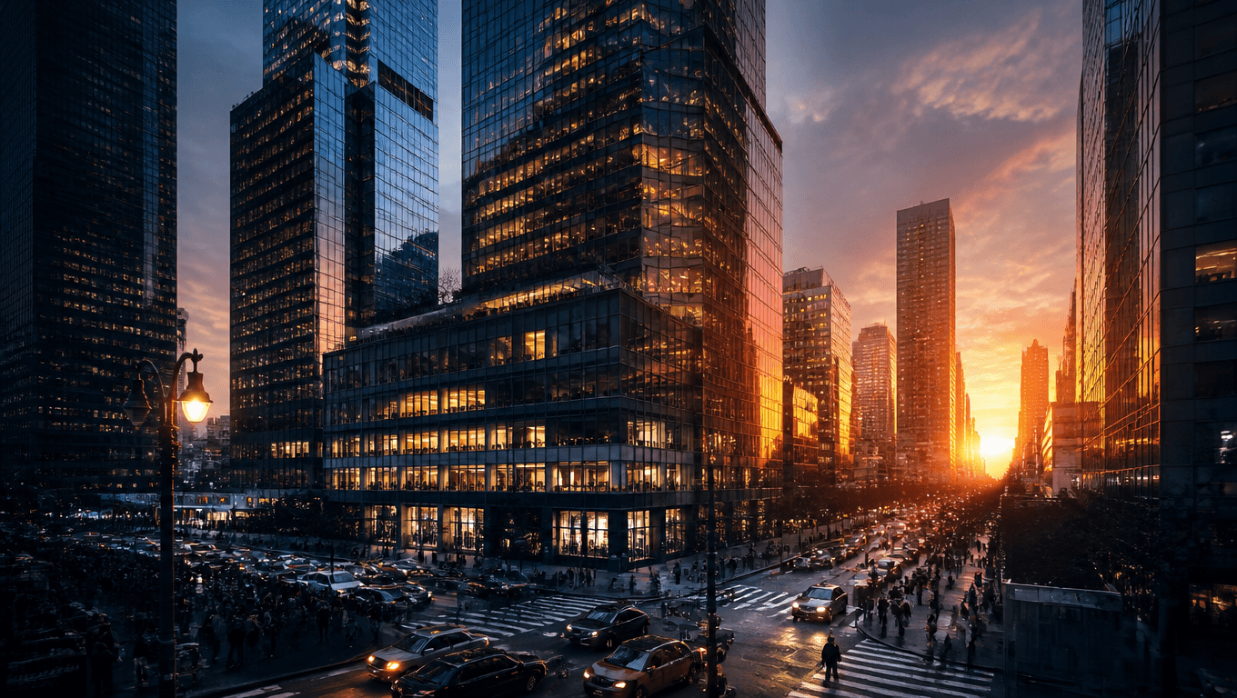 Urban Cityscape at Sunset