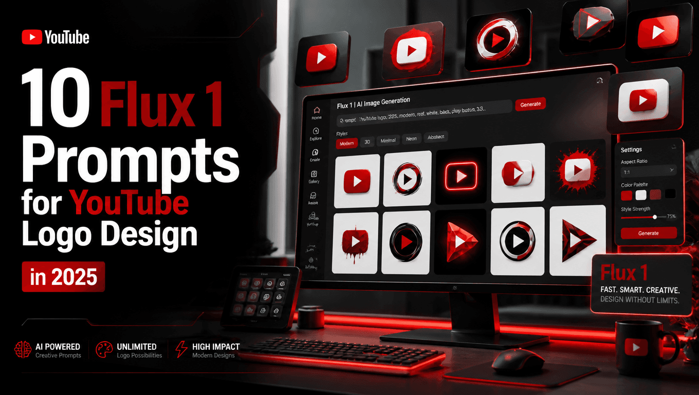 10 Flux 1 Prompts for YouTube Logo Design in 2026