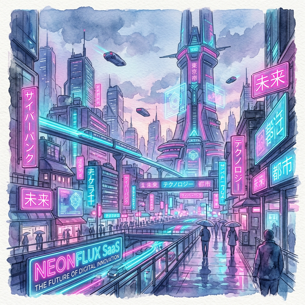 AI style mixing showing watercolor and cyberpunk blending